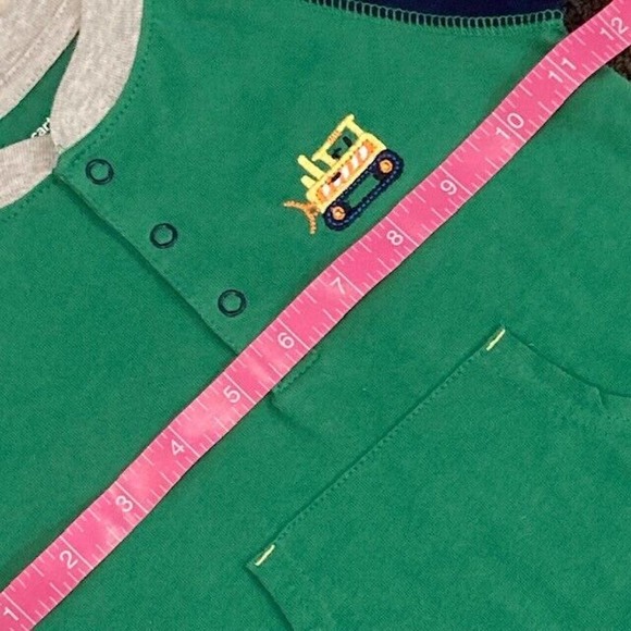 NWT Carter's Boy 18 Months Green Blue Tractor Sports Romper One Piece Playsuit - Picture 9 of 10